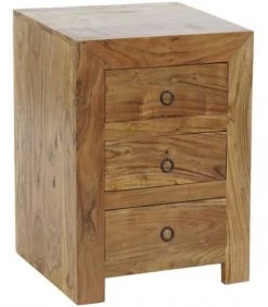 Wadiga Tables De Chevet Table De Chevet En Bois Massif D'acacia 3 Tiroirs