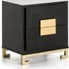 Thai Natura Tables De Chevet Table De Chevet En Bois Noir Et Doré 56x41x60 -Surmatelas Soldes Magasin table de chevet en bois noir et dore 56x41x60