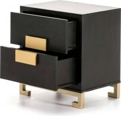 Thai Natura Tables De Chevet Table De Chevet En Bois Noir Et Doré 56x41x60 -Surmatelas Soldes Magasin table de chevet en bois noir et dore 56x41x60 2