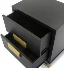 Thai Natura Tables De Chevet Table De Chevet En Bois Noir Et Doré 56x41x60 -Surmatelas Soldes Magasin table de chevet en bois noir et dore 56x41x60 3