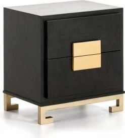 Thai Natura Tables De Chevet Table De Chevet En Bois Noir Et Doré 56x41x60 -Surmatelas Soldes Magasin table de chevet en bois noir et dore 56x41x60 4
