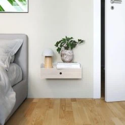 WOODEK Tables De Chevet Table De Chevet En Bouleau Blanc Et Métal Blanc -Surmatelas Soldes Magasin table de chevet en bouleau blanc et metal blanc 1