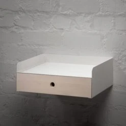 WOODEK Tables De Chevet Table De Chevet En Bouleau Blanc Et Métal Blanc -Surmatelas Soldes Magasin table de chevet en bouleau blanc et metal blanc 2