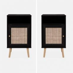 Alice's Garden Tables De Chevet Table De Chevet En Cannage Noir -Surmatelas Soldes Magasin table de chevet en cannage noir 3