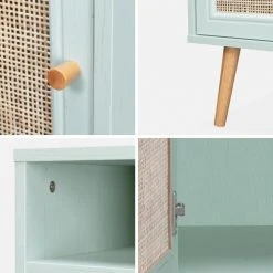 Alice's Garden Tables De Chevet Table De Chevet En Cannage Vert Céladon -Surmatelas Soldes Magasin table de chevet en cannage vert celadon 3