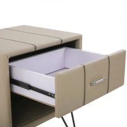 Beliani Tables De Chevet Table De Chevet En Cuir PU Beige -Surmatelas Soldes Magasin table de chevet en cuir pu beige 4