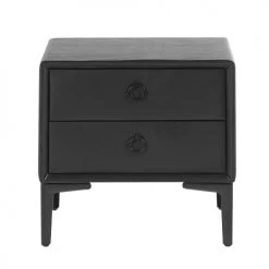 Beliani Tables De Chevet Table De Chevet En Cuir PU Noir 2 Tiroirs -Surmatelas Soldes Magasin table de chevet en cuir pu noir 2 tiroirs 2