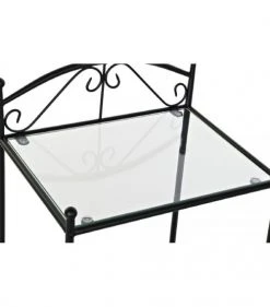 Wadiga Tables De Chevet Table De Chevet En Fer Forgé Noir Et Verre -Surmatelas Soldes Magasin table de chevet en fer forge noir et verre 1