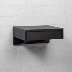 WOODEK Tables De Chevet Table De Chevet En Hêtre Noir Huilé -Surmatelas Soldes Magasin table de chevet en hetre noir huile 2