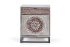 GINER Y COLOMER Tables De Chevet Table De Chevet En Manguier Et Pieds En Métal Gris Et Marron