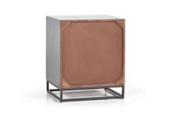 GINER Y COLOMER Tables De Chevet Table De Chevet En Manguier Et Pieds En Métal Gris Et Marron -Surmatelas Soldes Magasin table de chevet en manguier et pieds en metal gris et marron 4