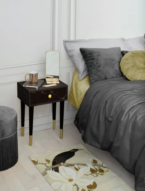 RNT By Really Nice Things Tables De Chevet Table De Chevet En MDF Avec Imprimé En Marbre Noir. 4 RNT By Really Nice Things Tables De Chevet Table De Chevet En MDF Avec Imprimé En Marbre Noir. – Image 2