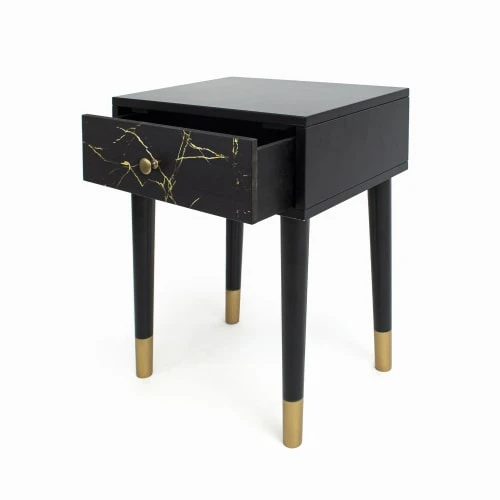 RNT By Really Nice Things Tables De Chevet Table De Chevet En MDF Avec Imprimé En Marbre Noir. 5 RNT By Really Nice Things Tables De Chevet Table De Chevet En MDF Avec Imprimé En Marbre Noir. – Image 3
