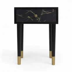 RNT By Really Nice Things Tables De Chevet Table De Chevet En MDF Avec Imprimé En Marbre Noir.