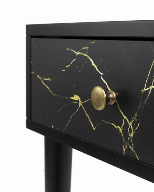 RNT By Really Nice Things Tables De Chevet Table De Chevet En MDF Avec Imprimé En Marbre Noir. 6 RNT By Really Nice Things Tables De Chevet Table De Chevet En MDF Avec Imprimé En Marbre Noir. – Image 4