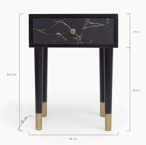 RNT By Really Nice Things Tables De Chevet Table De Chevet En MDF Avec Imprimé En Marbre Noir. 7 RNT By Really Nice Things Tables De Chevet Table De Chevet En MDF Avec Imprimé En Marbre Noir. – Image 5