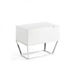 Angel Cerda Tables De Chevet Table De Chevet En MDF Laqué En Blanc Brillant Et En Acier Inox