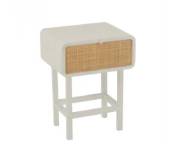 Meubles & Design Tables De Chevet Table De Chevet En Rotin Et Bois Blanc