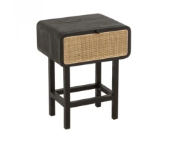 Meubles & Design Tables De Chevet Table De Chevet En Rotin Et Bois Noir