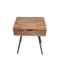 Wadiga Tables De Chevet Table De Chevet En Teck Et Métal Noir 1 Tiroir