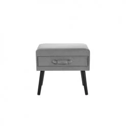 Beliani Tables De Chevet Table De Chevet En Velours Gris -Surmatelas Soldes Magasin table de chevet en velours gris 2