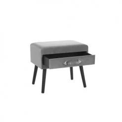 Beliani Tables De Chevet Table De Chevet En Velours Gris -Surmatelas Soldes Magasin table de chevet en velours gris 3