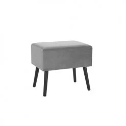 Beliani Tables De Chevet Table De Chevet En Velours Gris -Surmatelas Soldes Magasin table de chevet en velours gris 4
