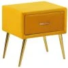 Beliani Tables De Chevet Table De Chevet En Velours Jaune 1 Beliani Tables De Chevet Table De Chevet En Velours Jaune -Surmatelas Soldes Magasin table de chevet en velours jaune