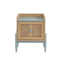 Baita Tables De Chevet Table De Chevet Enfant Bleu Et Cannage Rotin 1 Tiroir