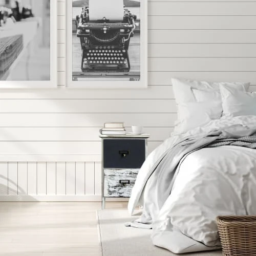 Mobili Rebecca Tables De Chevet Table De Chevet étroit à 2 Tiroirs En Bois Marron Et Blanc 4 Mobili Rebecca Tables De Chevet Table De Chevet étroit à 2 Tiroirs En Bois Marron Et Blanc – Image 2