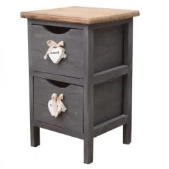 Mobili Rebecca Tables De Chevet Table De Chevet étroit Avec 2 Tiroirs En Bois Brun Et Gris -Surmatelas Soldes Magasin table de chevet etroit avec 2 tiroirs en bois brun et gris 2