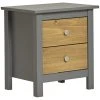 HOMN Tables De Chevet Table De Chevet Gris 2 Tiroirs, Fabriqué En Bois De Pin Massif