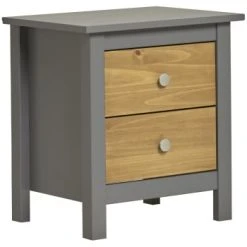 HOMN Tables De Chevet Table De Chevet Blanc 2 Tiroirs, Fabriqué En Bois De Pin Massif -Surmatelas Soldes Magasin table de chevet gris 2 tiroirs fabrique en bois de pin massif