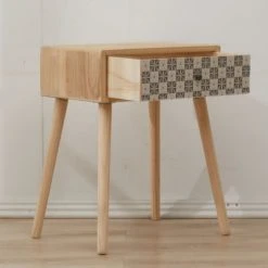 Mobili Rebecca Tables De Chevet Table De Chevet Majolique Avec 1 Tiroir Bois Marron -Surmatelas Soldes Magasin table de chevet majolique avec 1 tiroir bois marron 4