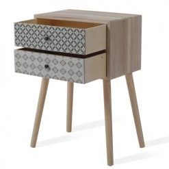 Mobili Rebecca Tables De Chevet Table De Chevet Majolique Avec 2 Tiroirs En Bois Marron -Surmatelas Soldes Magasin table de chevet majolique avec 2 tiroirs en bois marron 1