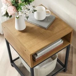 RED DECO Tables De Chevet Table De Chevet Médium MDF Chêne Clair H58CM -Surmatelas Soldes Magasin table de chevet medium mdf chene clair h58cm 5