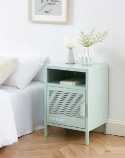 Pantone Tables De Chevet Table De Chevet Métal Vert Menthe 40cm -Surmatelas Soldes Magasin table de chevet metal vert menthe 40cm 1