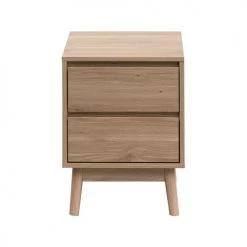 Mobili Rebecca Tables De Chevet Table De Chevet Naturel Avec 2 Tiroirs Effet Bois Marron Clair