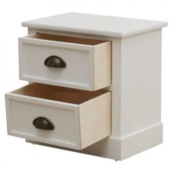 Mobili Rebecca Tables De Chevet Table De Chevet Rectangulaire Avec 2 Tiroirs En MDF Blanc -Surmatelas Soldes Magasin table de chevet rectangulaire avec 2 tiroirs en mdf blanc 1