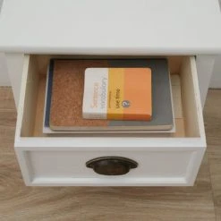 Mobili Rebecca Tables De Chevet Table De Chevet Rectangulaire Avec 2 Tiroirs En MDF Blanc -Surmatelas Soldes Magasin table de chevet rectangulaire avec 2 tiroirs en mdf blanc 3