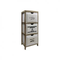 Mobili Rebecca Tables De Chevet Table De Chevet Relief Avec 3 Tiroirs En Bois Marron Et Blanc -Surmatelas Soldes Magasin table de chevet relief avec 3 tiroirs en bois marron et blanc 3