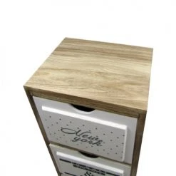 Mobili Rebecca Tables De Chevet Table De Chevet Relief Avec 3 Tiroirs En Bois Marron Et Blanc -Surmatelas Soldes Magasin table de chevet relief avec 3 tiroirs en bois marron et blanc 5