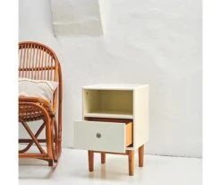 Meubles & Design Tables De Chevet Table De Chevet Scandinave Avec Tiroir Et Niche Beige -Surmatelas Soldes Magasin table de chevet scandinave avec tiroir et niche beige 4