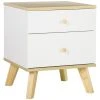 Homcom Tables De Chevet Table De Chevet Style Scandinave 2 Tiroirs Blanc Aspect Chêne Clair -Surmatelas Soldes Magasin table de chevet style scandinave 2 tiroirs blanc aspect chene clair
