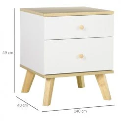 Homcom Tables De Chevet Table De Chevet Style Scandinave 2 Tiroirs Blanc Aspect Chêne Clair -Surmatelas Soldes Magasin table de chevet style scandinave 2 tiroirs blanc aspect chene clair 2