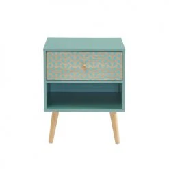 Baita Tables De Chevet Table De Chevet Vert De Gris Et Effet Bois 1 Tiroir