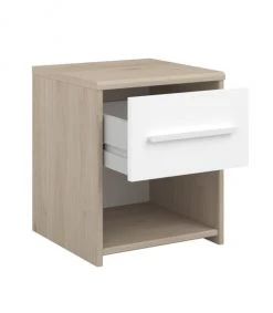 Calicosy Tables De Chevet Table De Nuit 1 Tiroir 1 Niche - Décor Chêne Et Blanc -Surmatelas Soldes Magasin table de nuit 1 tiroir 1 niche decor chene et blanc 2