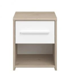 Calicosy Tables De Chevet Table De Nuit 1 Tiroir 1 Niche - Décor Chêne Et Blanc