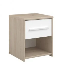 Calicosy Tables De Chevet Table De Nuit 1 Tiroir 1 Niche - Décor Chêne Et Blanc -Surmatelas Soldes Magasin table de nuit 1 tiroir 1 niche decor chene et blanc 3