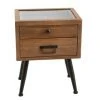 Hellin Tables De Chevet Table De Nuit Vitrine En Bois Et Métal -Surmatelas Soldes Magasin table de nuit vitrine en bois et metal